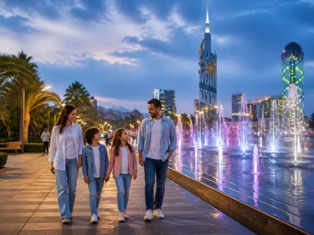 Family walk by Batumi’s fountain areas - Batumi