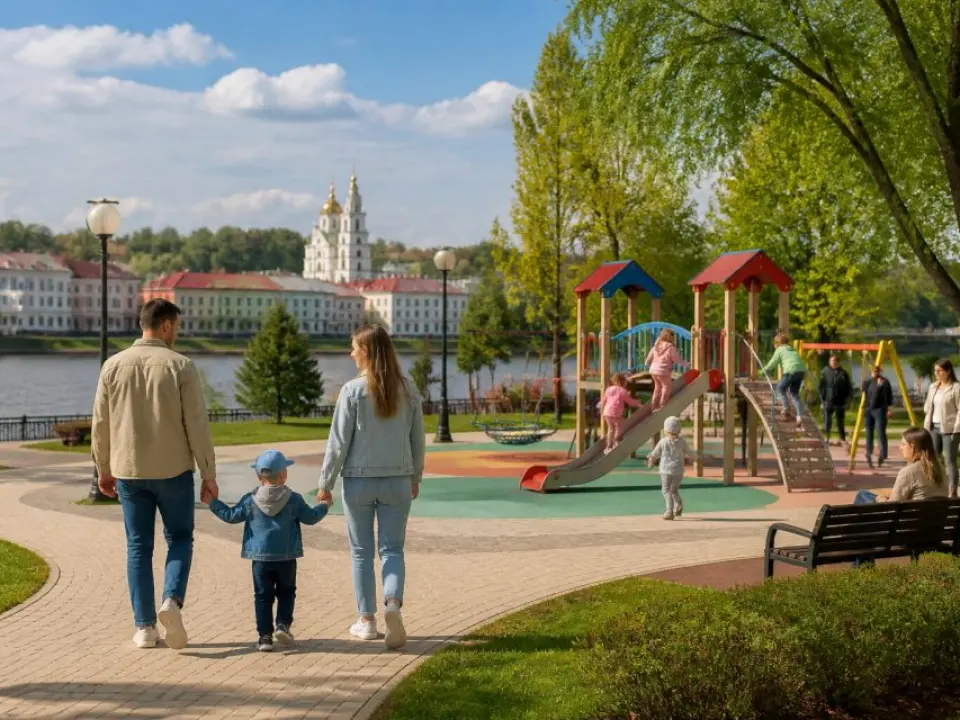 Family day at a park play area