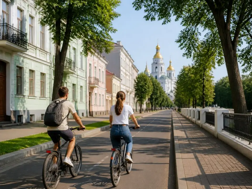 Bike ride through quiet streets