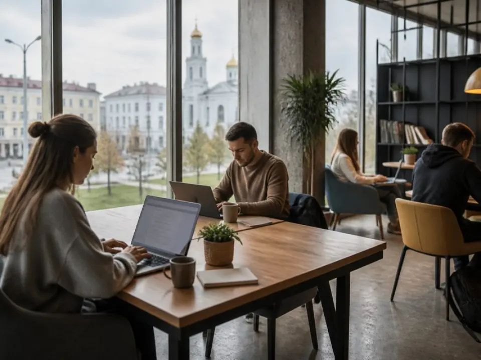 Work from an anti-cafe or coworking space