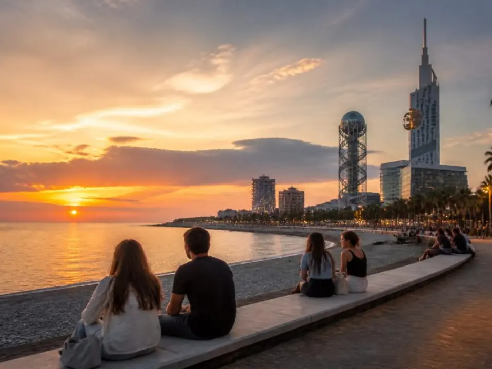 Watch the sunset by the sea in Batumi