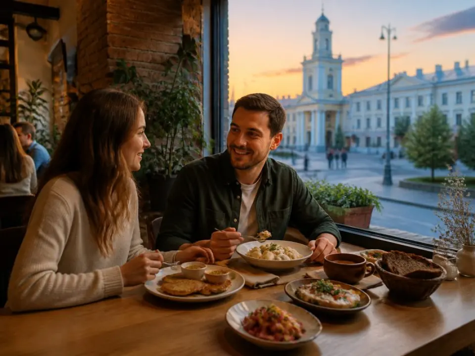 Dinner at a local restaurant with Belarusian cuisine