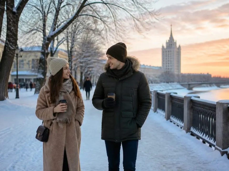 Winter walk with a hot drink
