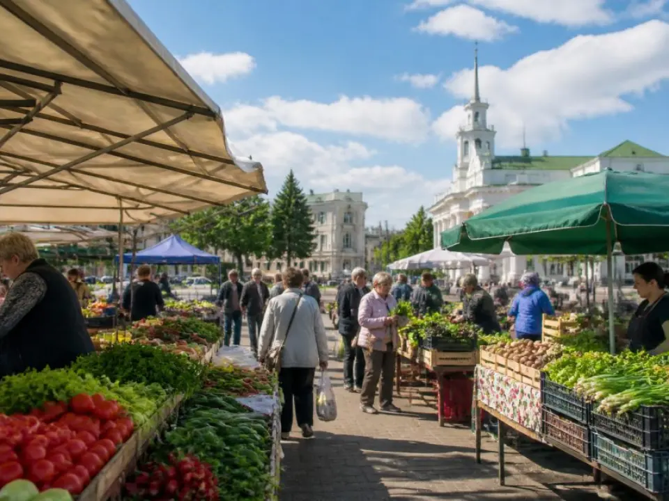 Morning at the market for fresh products