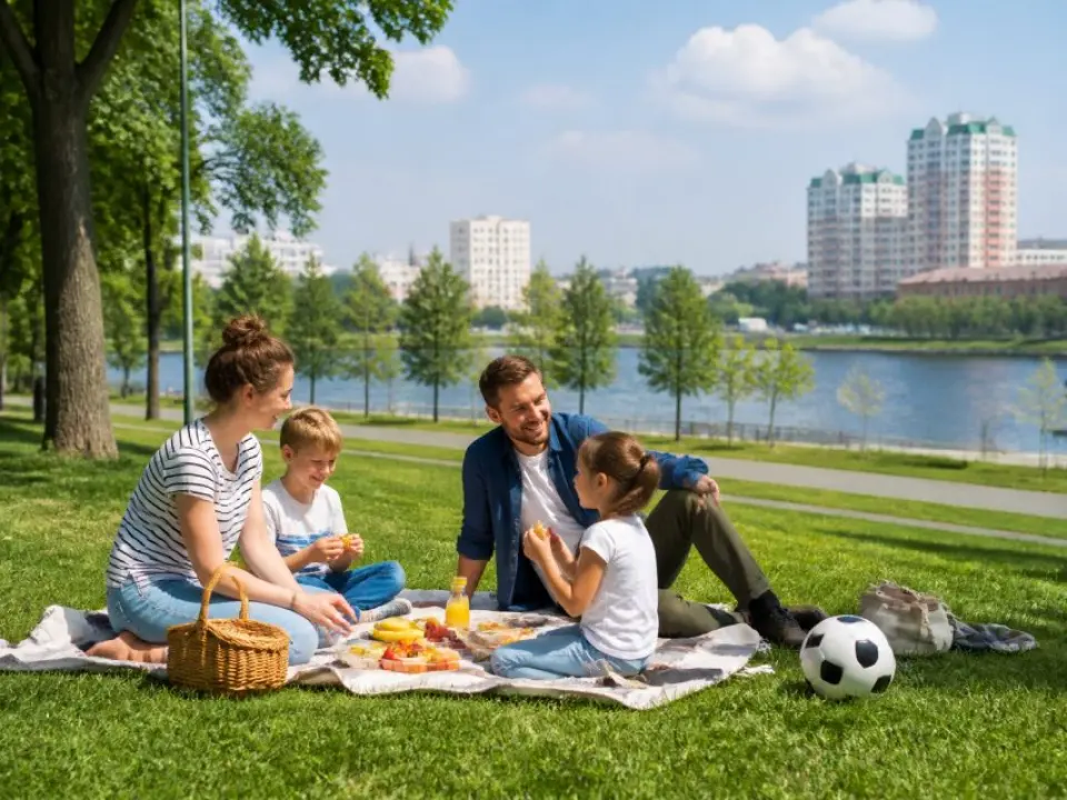 Family picnic in a green area